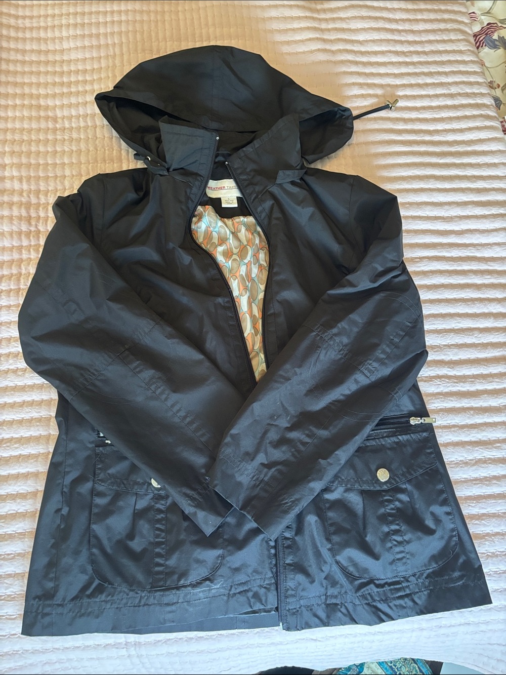 Black Hooded Lightweight Rain Jacket - Women